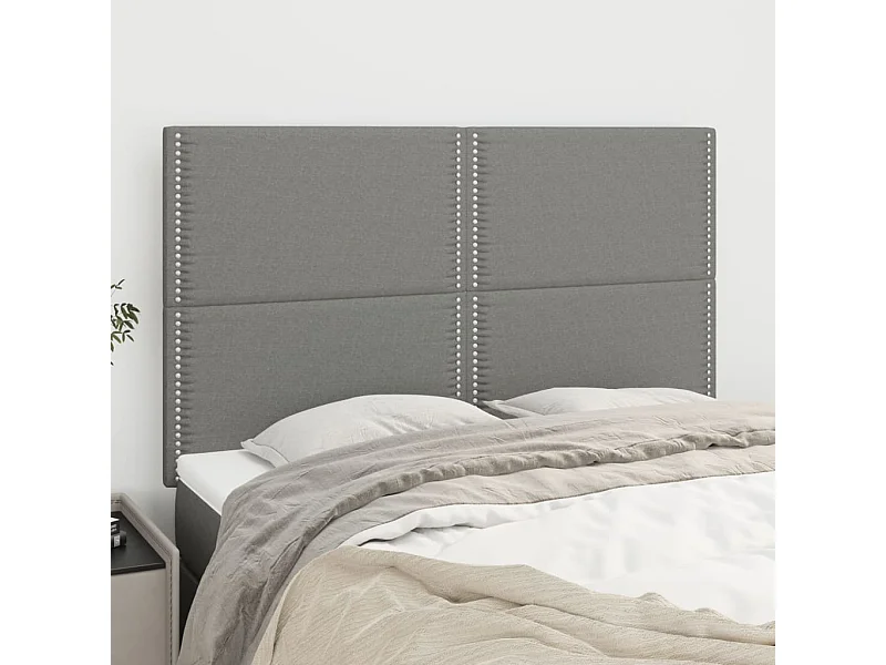 Cabeceros | Cabezal de cama | Mueble de cabecero 4 unidades tela gris oscuro 72x5x78/88 cm