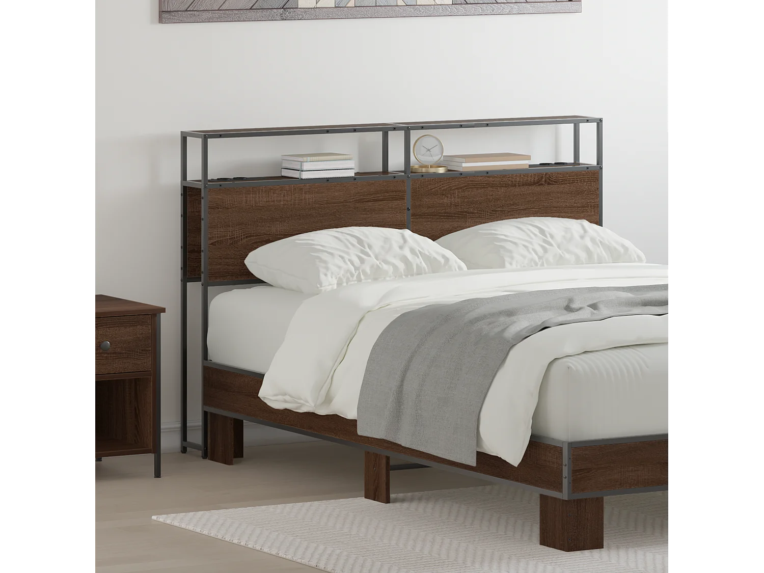 Tête de Lit de rangement | Panneau de tête pour lit Chêne marron 120 cm Bois d'ingénierie