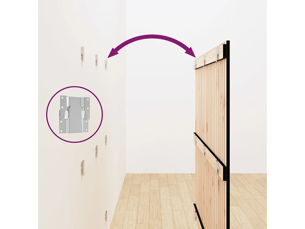 Cabecero de Cama | Cabezal de cama | Mueble de cabecero pared madera maciza pino negro 146,5x3x110 cm