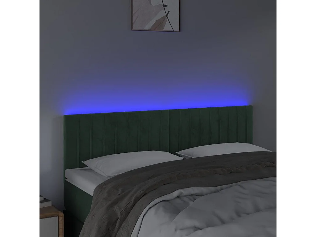 Hoofdbord | Hoofdeinde LED 144x5x78/88 cm fluweel donkergroen