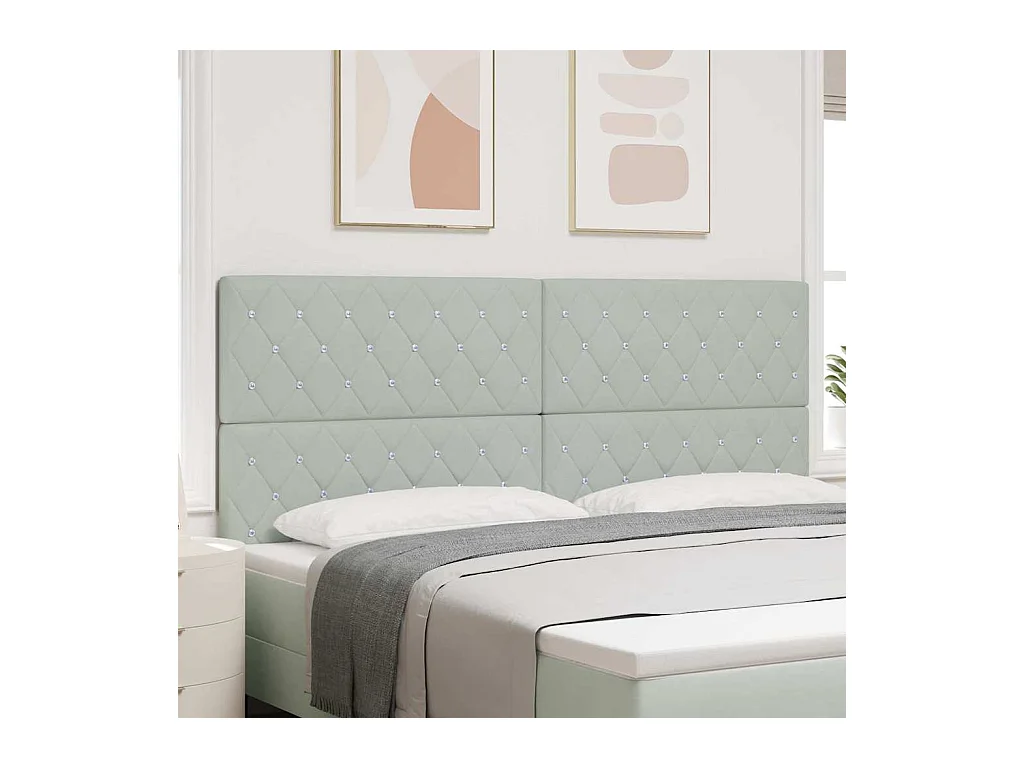 Mueble cabecero | Cabecero | Cabezal de cama LED Argyle con cabecera Gris claro 100 cm Terciopelo