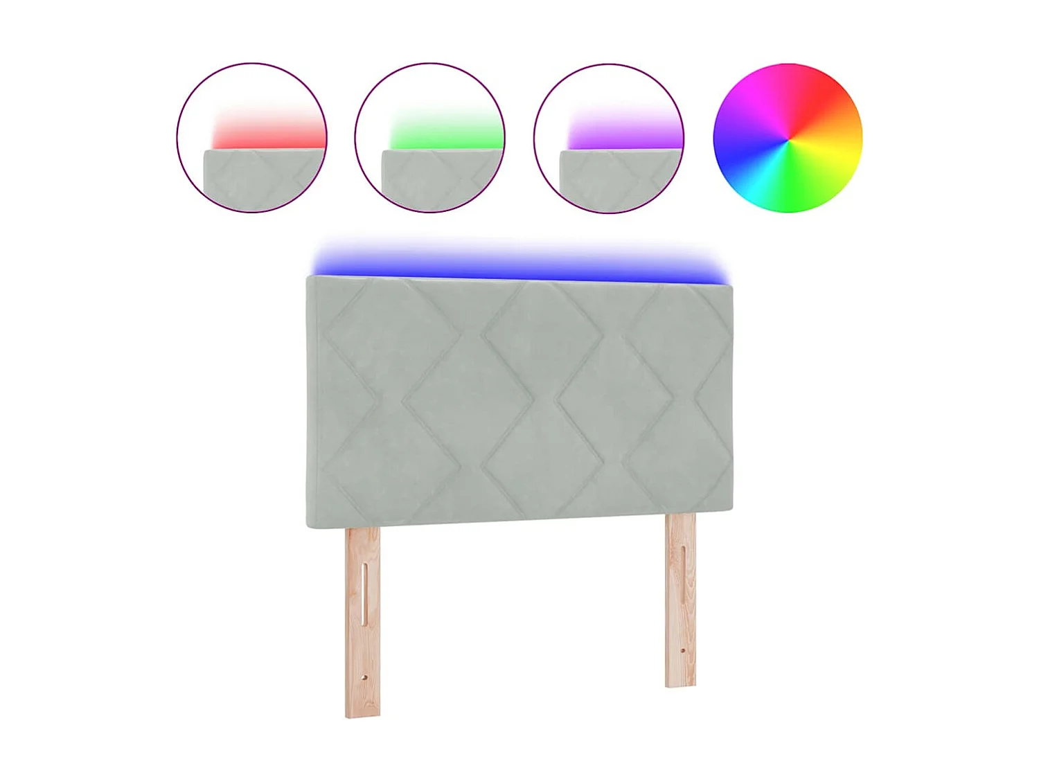 Tête de Lit | Panneau de tête pour lit Moderne LED Geometric Manuel Gris clair 80 cm Velours