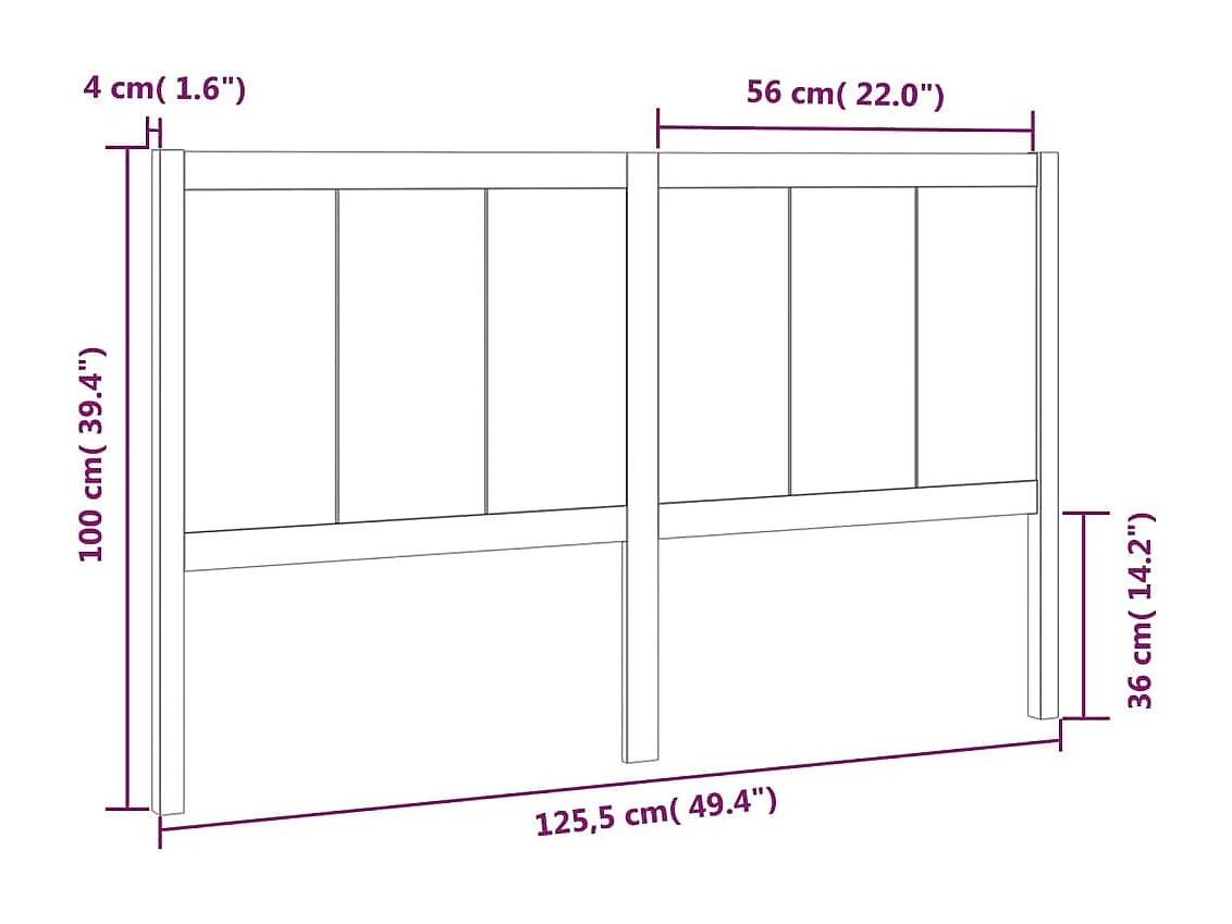 Tête de Lit | Panneau de tête pour lit Moderne 125,5x4x100 cm Bois massif de pin