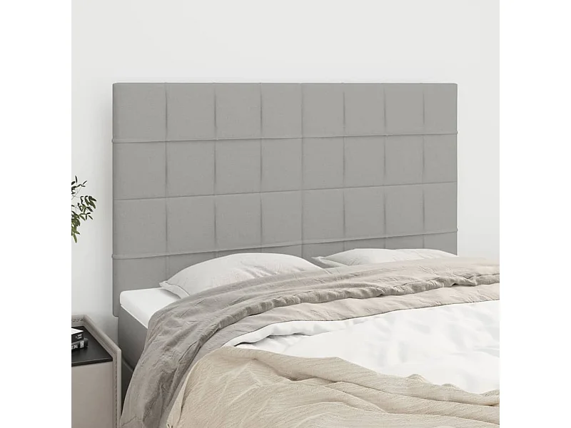 Têtes de lit | Panneaux de tête pour lit Moderne 4 pcs Gris clair 72x5x78/88 cm Tissu