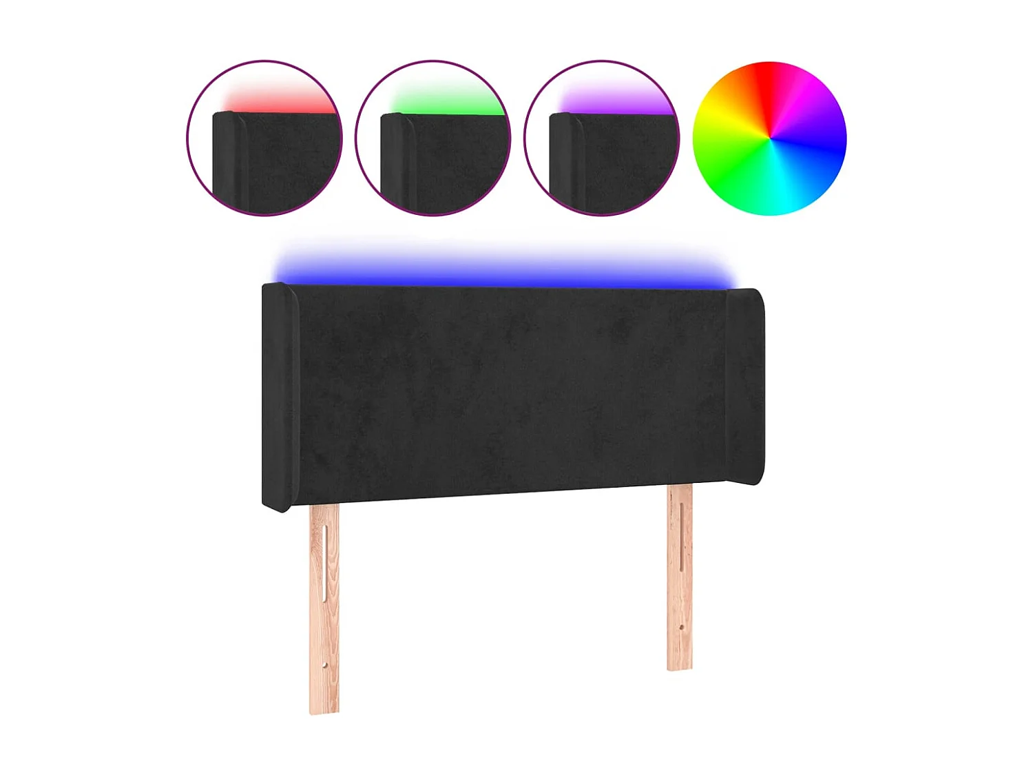 Hoofdbord | Hoofdeinde LED 93x16x78/88 cm fluweel zwart