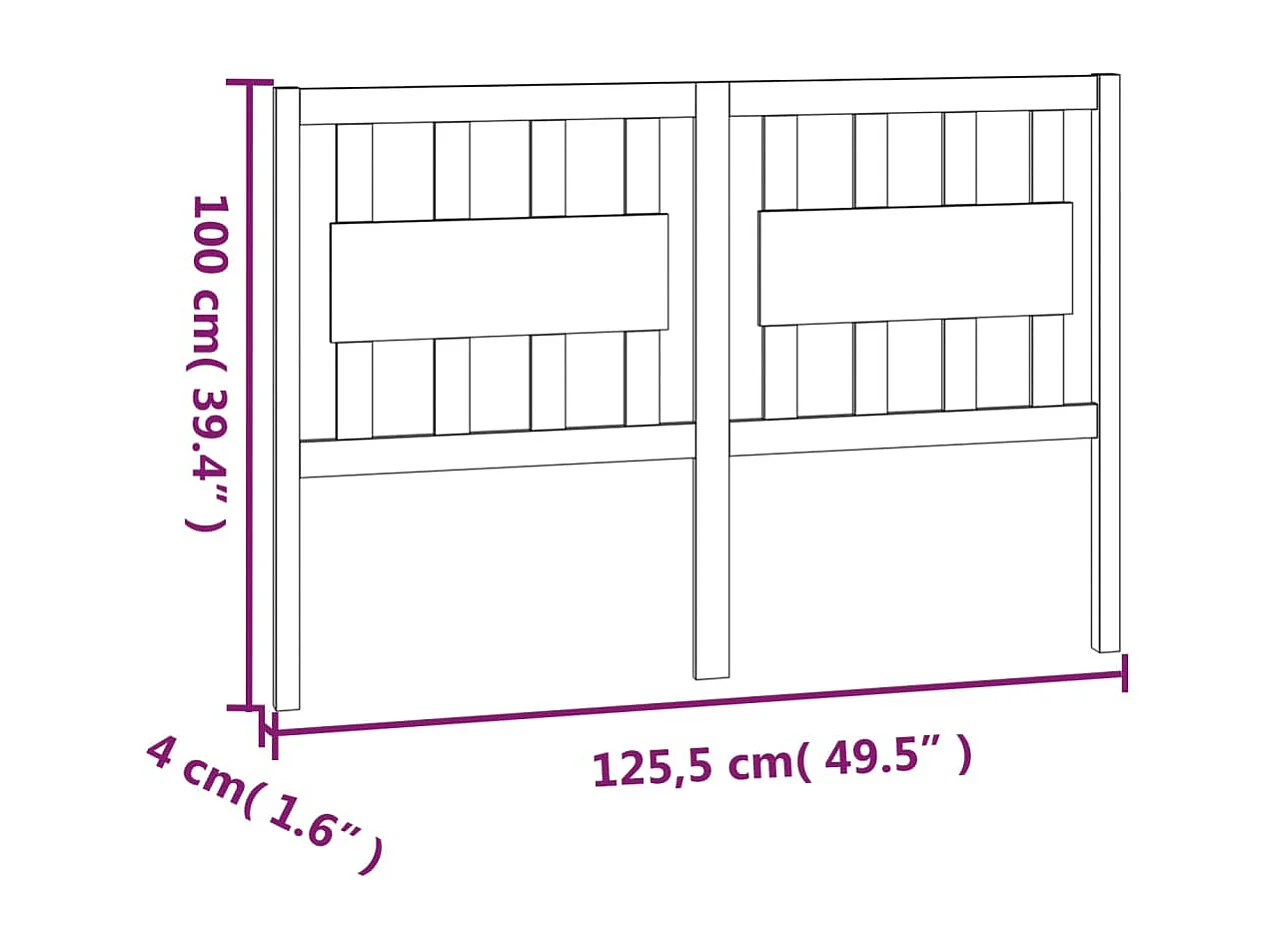 Cabecero de Cama | Cabezal de cama | Mueble de cabecero madera maciza de pino blanco 125,5x4x100 cm