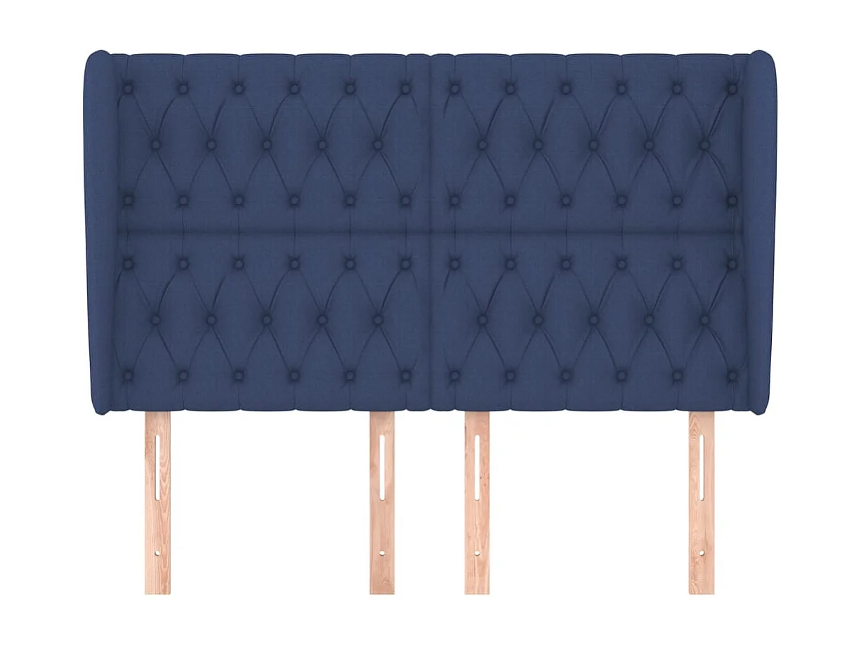 Tête de Lit | Panneau de tête pour lit Moderne avec oreilles Bleu 147x23x118/128 cm Tissu