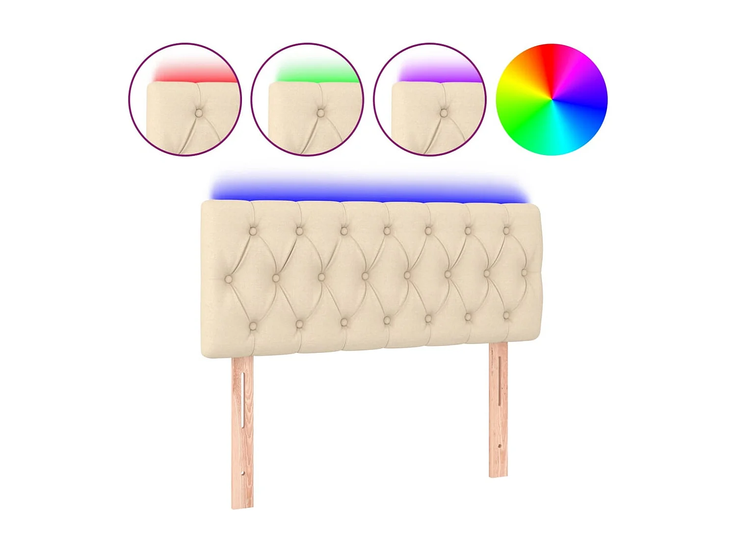 Tête de Lit | Panneau de tête pour lit Moderne à LED Crème 90x7x78/88 cm Tissu