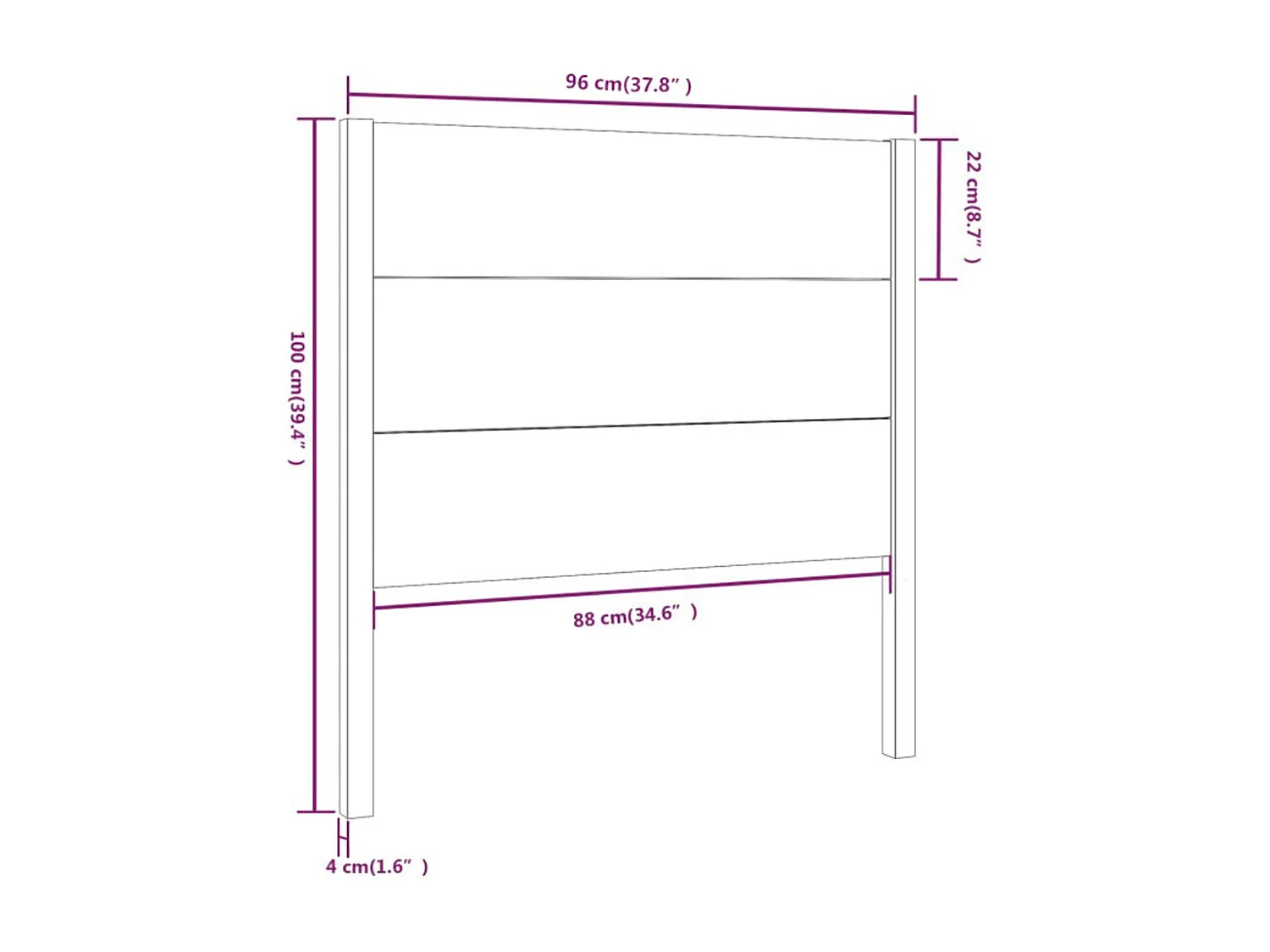 Hoofdbord | Hoofdeinde 96x4x100 cm massief grenenhout