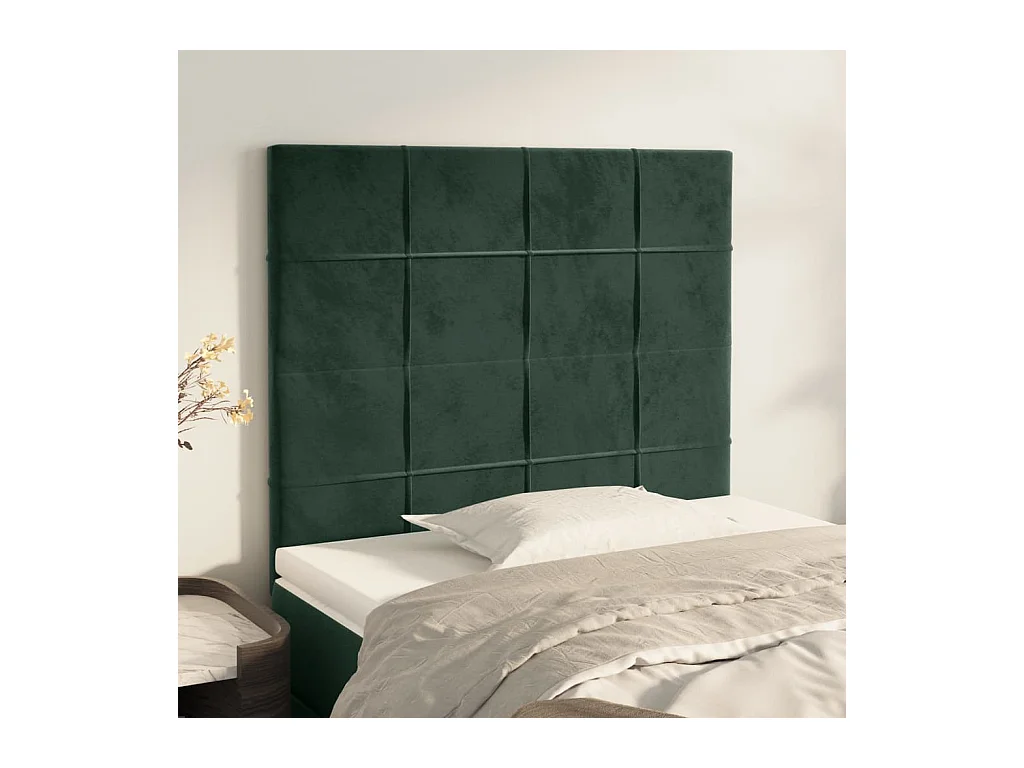 Cabeceros | Cabezal de cama | Mueble de cabecero 2 unidades de terciopelo verde oscuro 80x5x78/88 cm