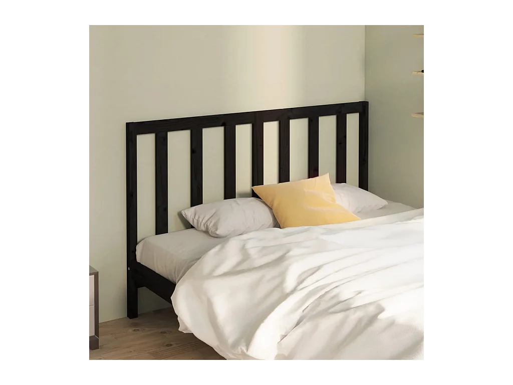 Cabecero de Cama | Cabezal de cama | Mueble de cabecero madera maciza de pino negro 166x4x100 cm