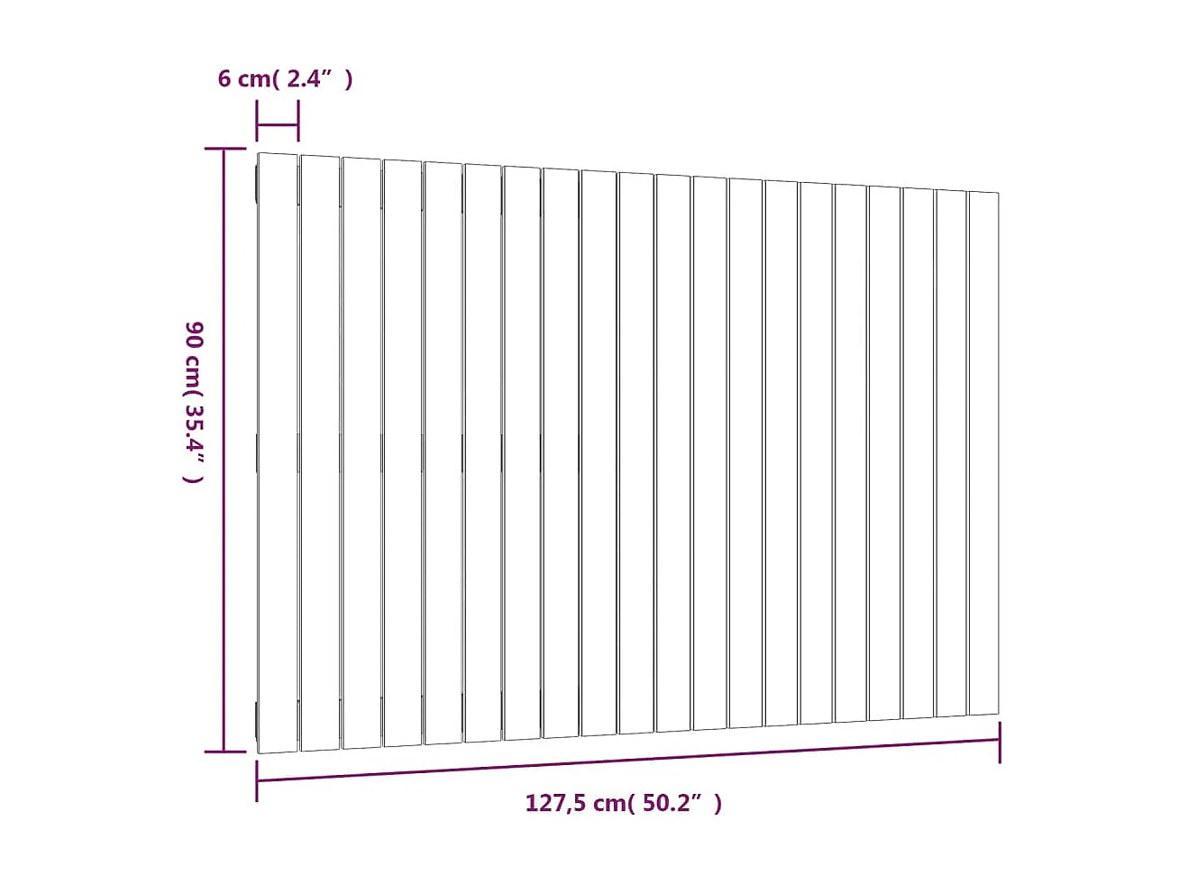 Cabecero de Cama | Cabezal de cama | Mueble de cabecero pared madera maciza pino blanco 127,5x3x90 cm