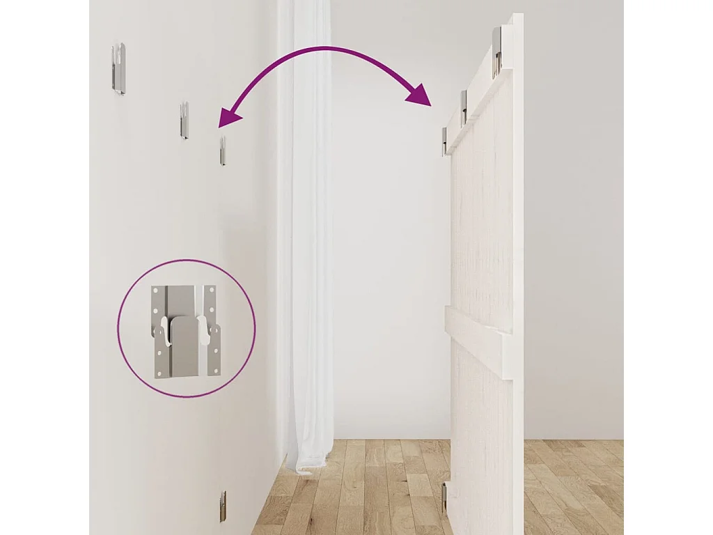 Cabecero de Cama | Cabezal de cama | Mueble de cabecero pared madera maciza pino blanco 127,5x3x90 cm