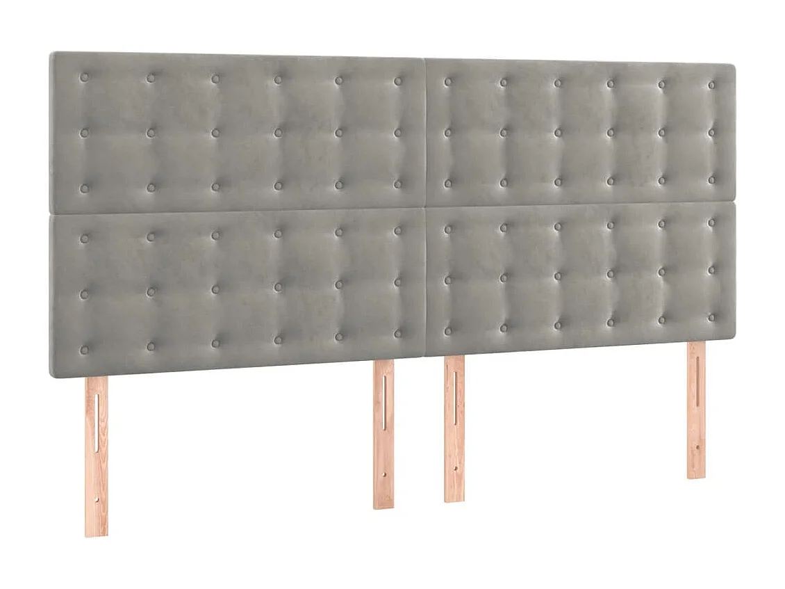 Cabecero | Cabezal de Cama | Mueble cabecero con luces LED terciopelo gris claro 200x5x118/128 cm