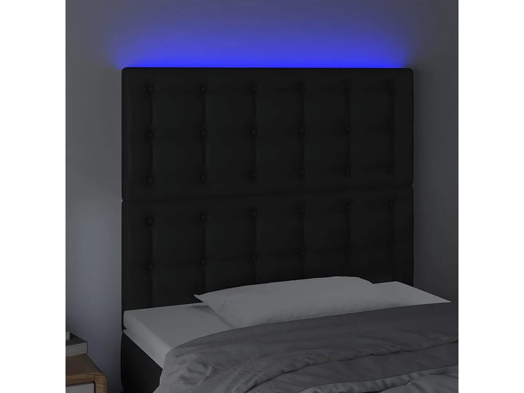 Hoofdbord | Hoofdeinde LED 90x5x118/128 cm kunstleer zwart