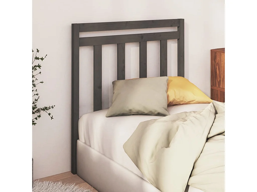 Tête de Lit | Panneau de tête pour lit Moderne Gris 96x4x100 cm Bois massif de pin