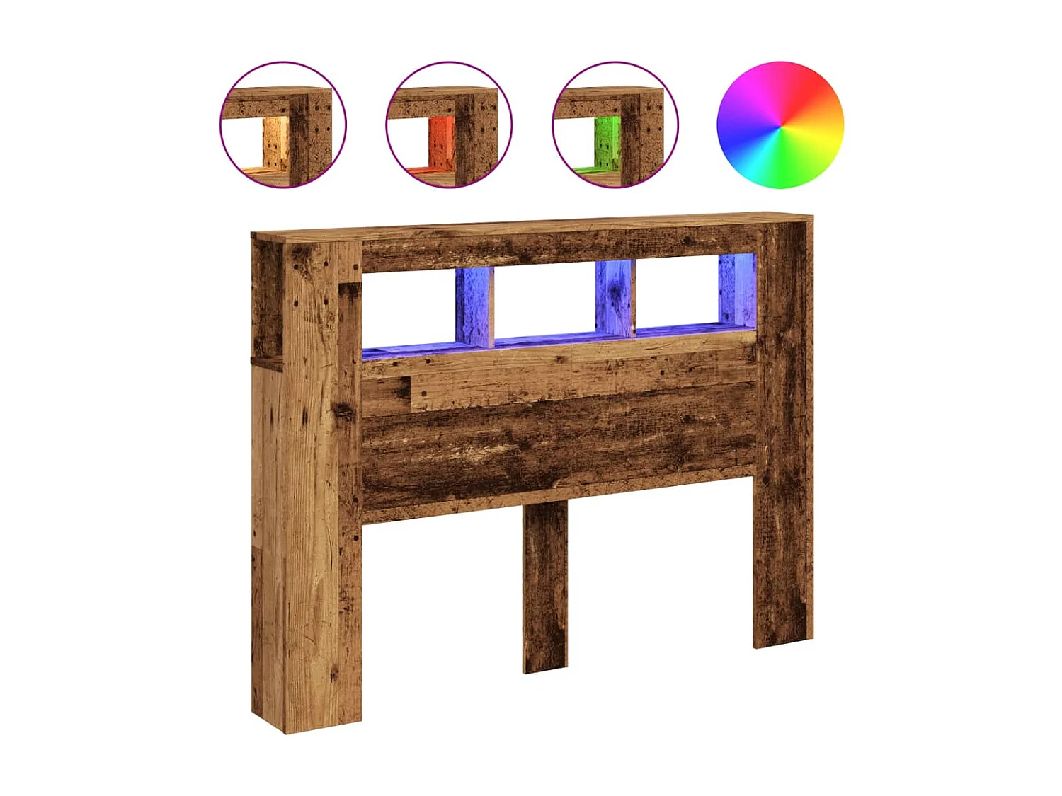 Tête de Lit | Panneau de tête pour lit Moderne à LED vieux bois 140x18,5x103,5cm bois d'ingénierie