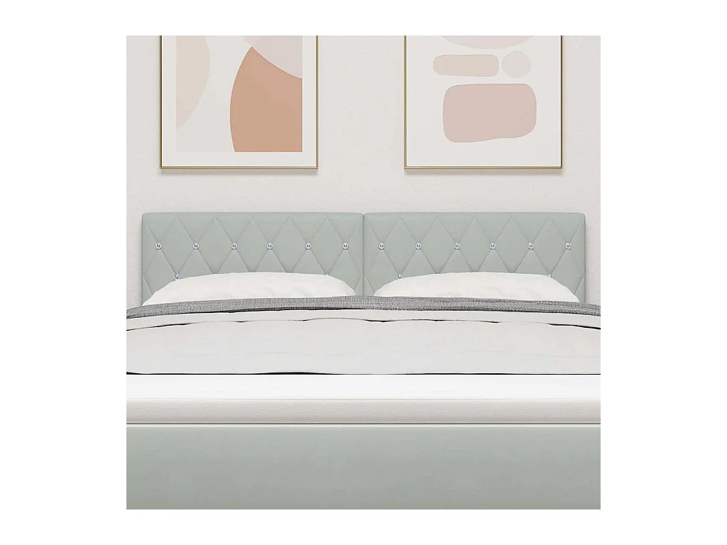 Mueble cabecero | Cabecero | Cabezal de cama LED Argyle con cabecera Gris claro 144 cm Terciopelo