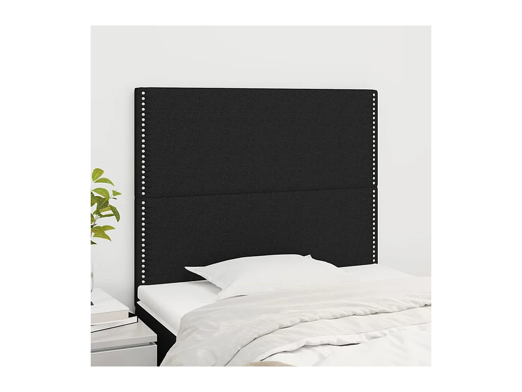 Têtes de lit | Panneaux de tête pour lit Moderne 2 pcs Noir 100x5x78/88 cm Tissu