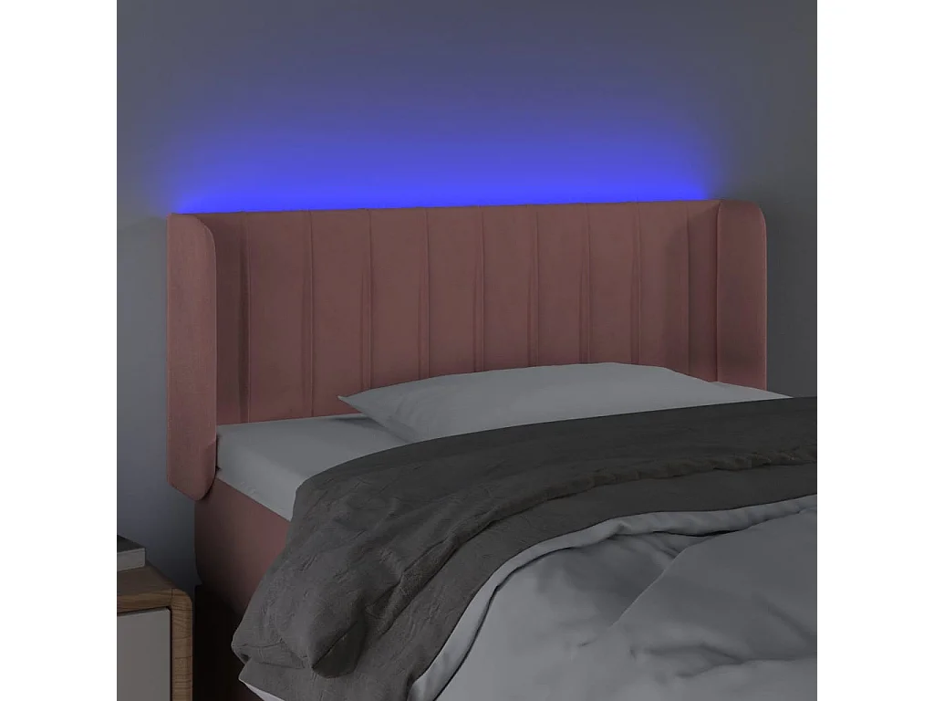 Hoofdbord | Hoofdeinde LED 103x16x78/88 cm fluweel roze