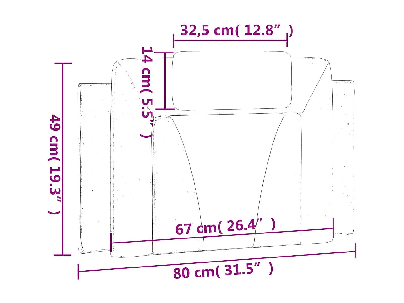 Cabecero de Cama | Cabezal de cama | Mueble de cabecero acolchado Viana cuero sintético blanco 80 cm