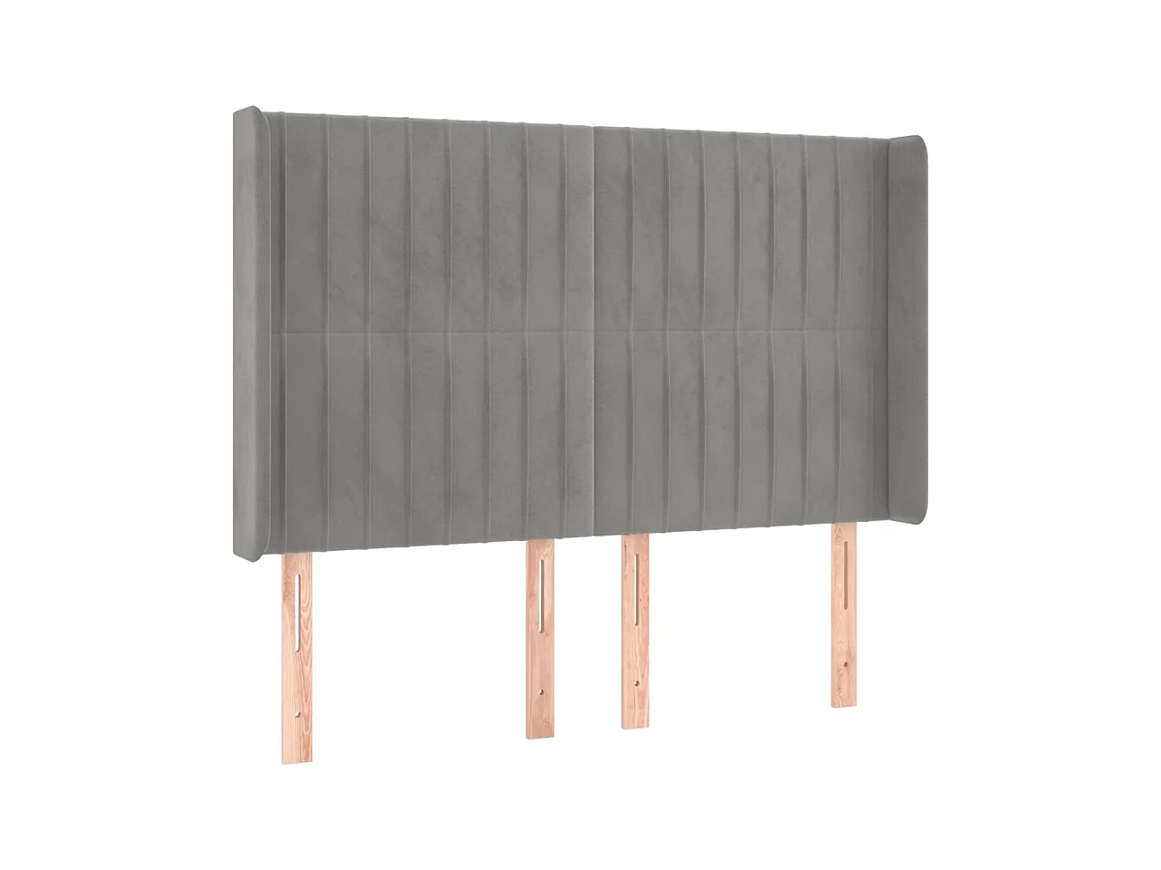 Cabecero | Cabezal de Cama | Mueble cabecero con orejas de terciopelo gris claro 147x16x118/128 cm