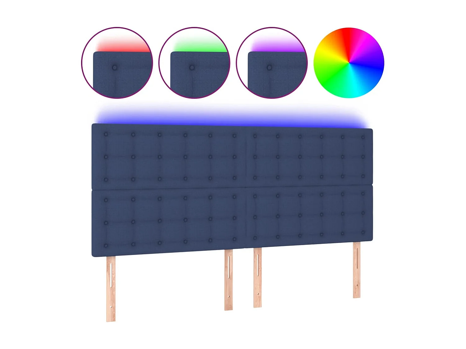 Hoofdbord | Hoofdeinde LED 180x5x118/128 cm stof blauw
