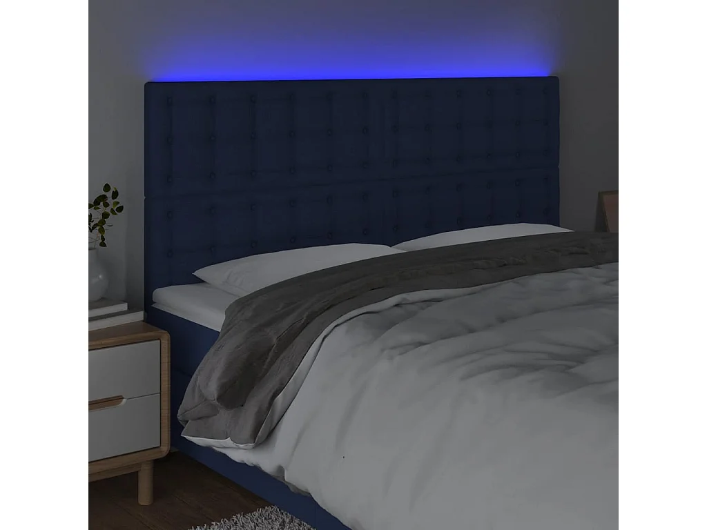 Hoofdbord | Hoofdeinde LED 180x5x118/128 cm stof blauw