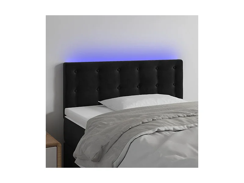 Cabecero | Cabezal de Cama | Mueble cabecero con LED de terciopelo negro 80x5x78/88 cm
