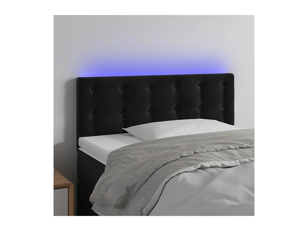 Cabecero | Cabezal de Cama | Mueble cabecero con LED de terciopelo negro 80x5x78/88 cm