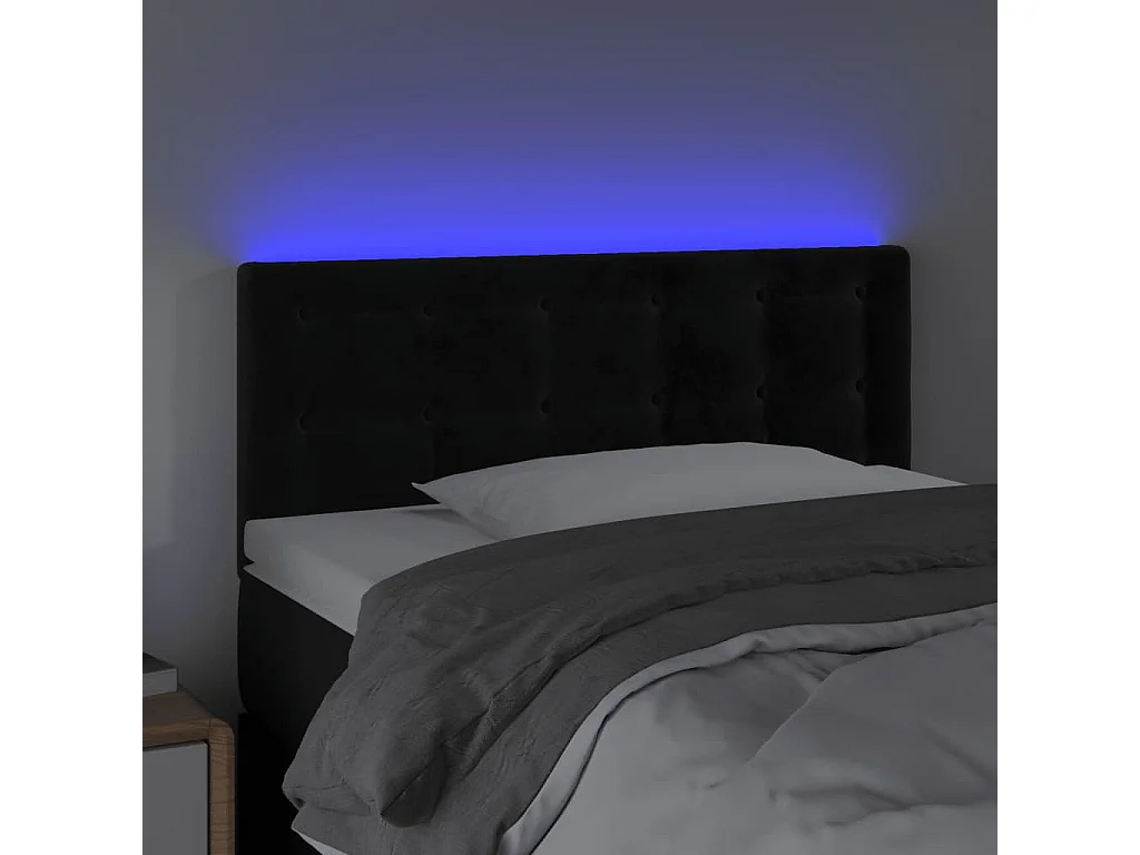 Tête de Lit | Panneau de tête pour lit Moderne à LED Noir 80x5x78/88 cm Velours