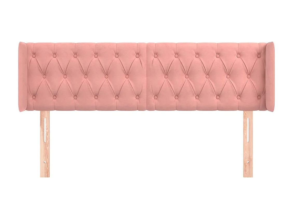 Tête de Lit | Panneau de tête pour lit Moderne avec oreilles Rose 163x16x78/88 cm Velours