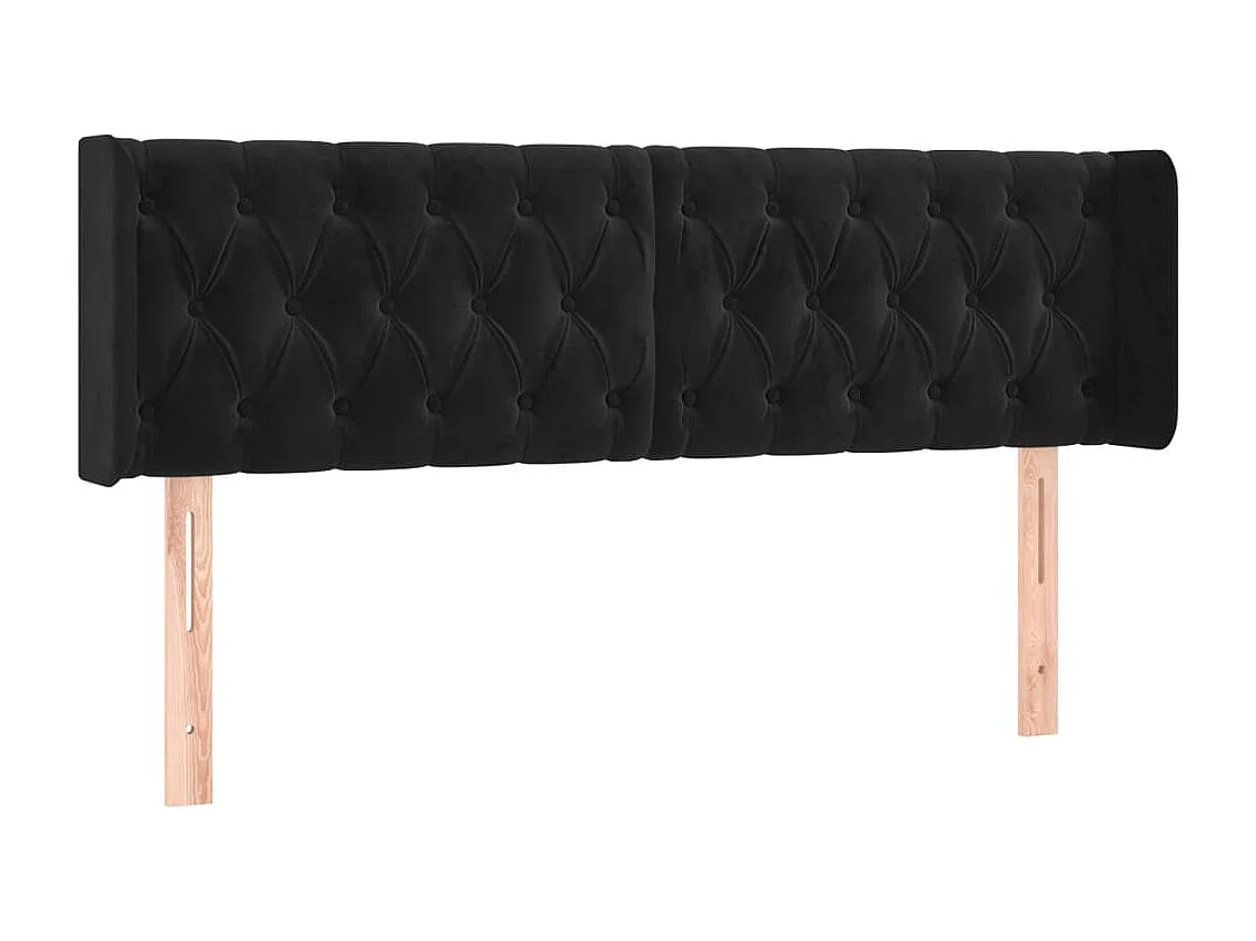 Tête de Lit | Panneau de tête pour lit Moderne avec oreilles Noir 163x16x78/88 cm Velours