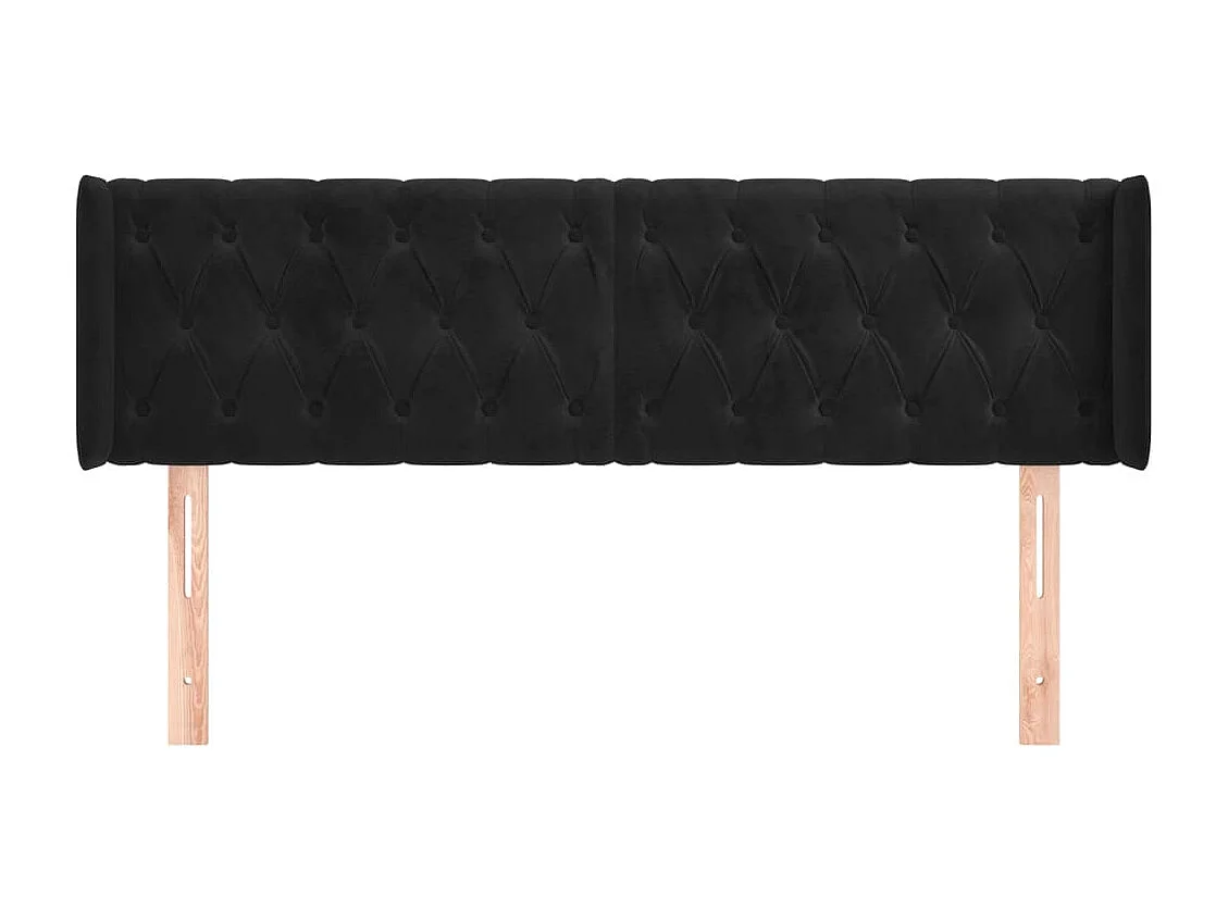 Tête de Lit | Panneau de tête pour lit Moderne avec oreilles Noir 163x16x78/88 cm Velours