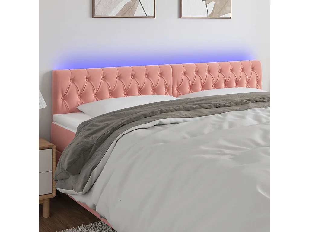 Hoofdbord | Hoofdeinde LED 180x7x78/88 cm fluweel roze