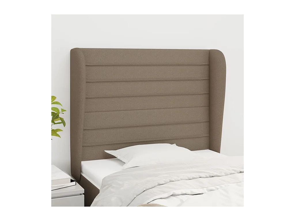 Tête de Lit | Panneau de tête pour lit Moderne avec oreilles Taupe 93x23x118/128 cm Tissu