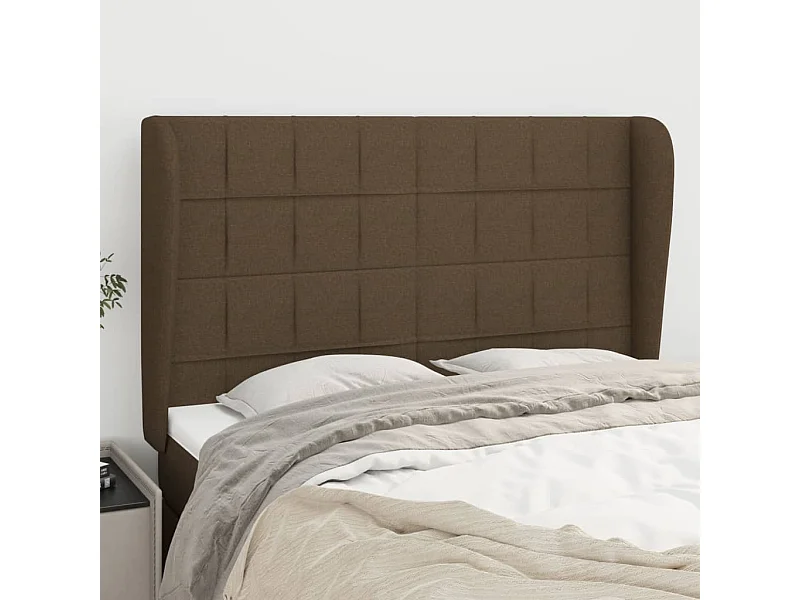 Cabecero | Cabezal de Cama | Mueble cabecero con orejas de tela gris claro 147x23x118/128 cm