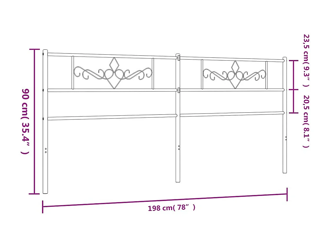 Mueble cabecero | Cabezal de cama | Cabecero de metal blanco 193 cm