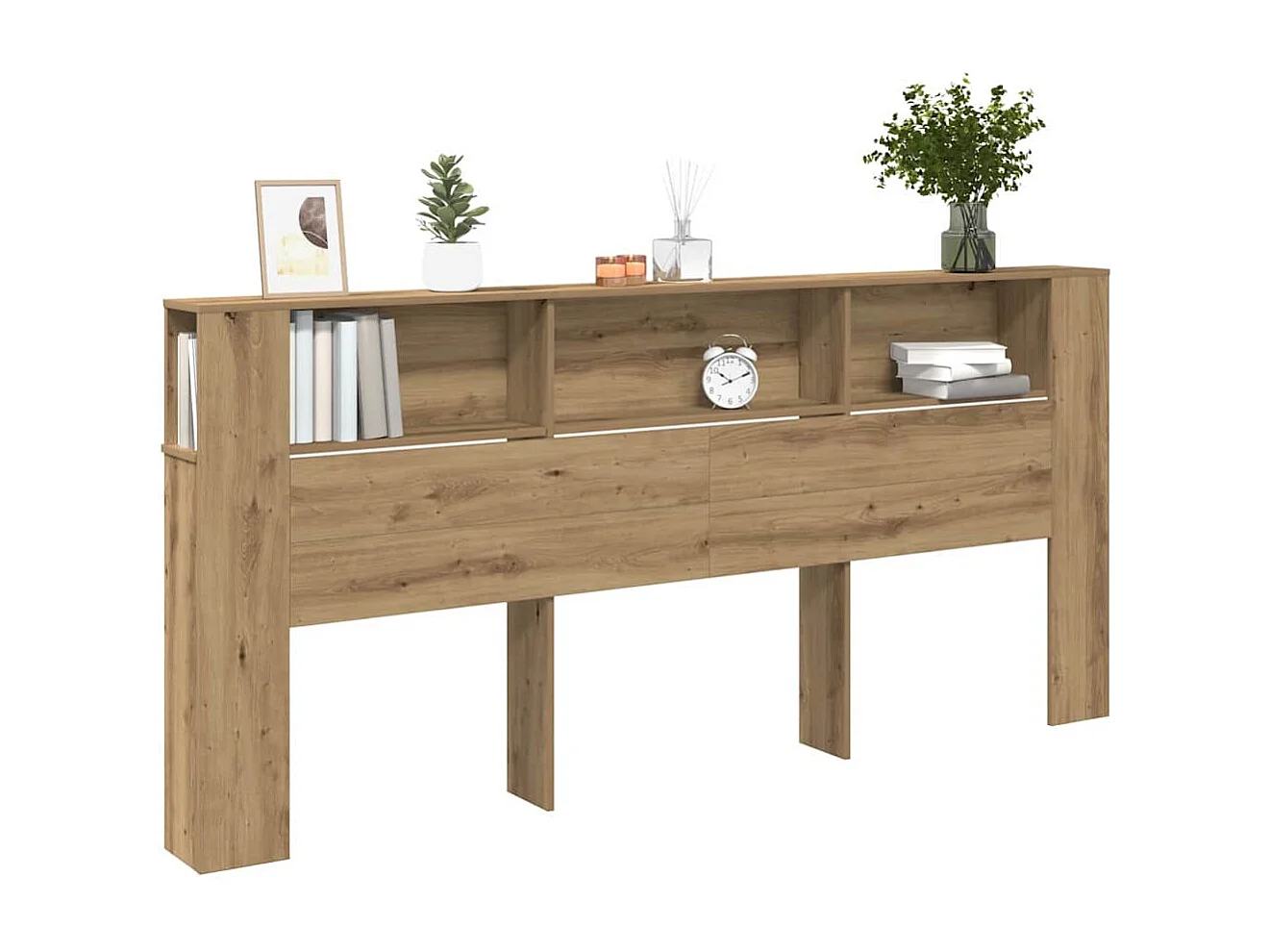 Tête de Lit avec rangement | Tête de lit avec armoire chêne artisanal 220x18,5x104,5 cm