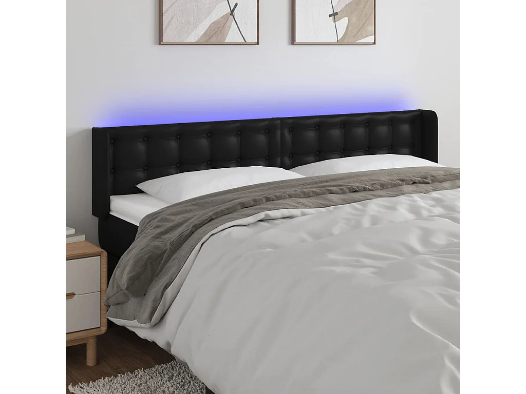 Hoofdbord | Hoofdeinde LED 183x16x78/88 cm kunstleer zwart