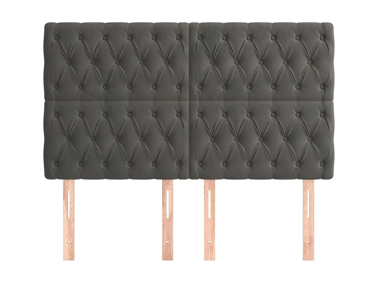 Cabeceros | Cabezal de cama | Mueble de cabecero 4 unidades de terciopelo gris oscuro 80x7x78/88 cm