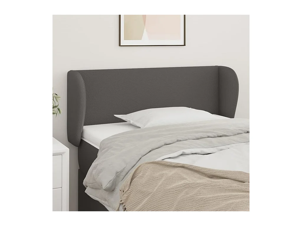 Mueble cabecero | Cabezal de cama | Cabecero de cuero sintético gris 93x23x78/88 cm