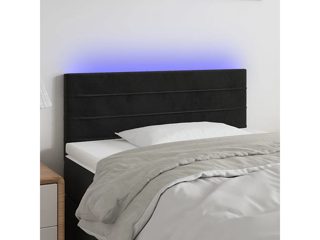 Hoofdbord | Hoofdeinde LED 90x5x78/88 cm fluweel zwart
