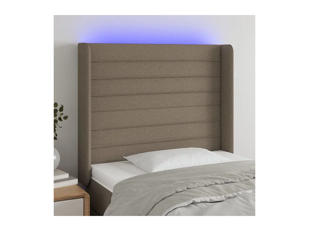 Tête de Lit | Panneau de tête pour lit Moderne à LED Taupe 83x16x118/128 cm Tissu