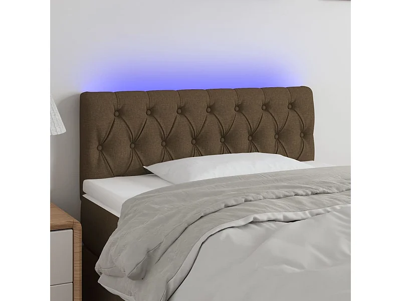 Tête de Lit | Panneau de tête pour lit Moderne à LED Marron foncé 90x7x78/88 cm Tissu