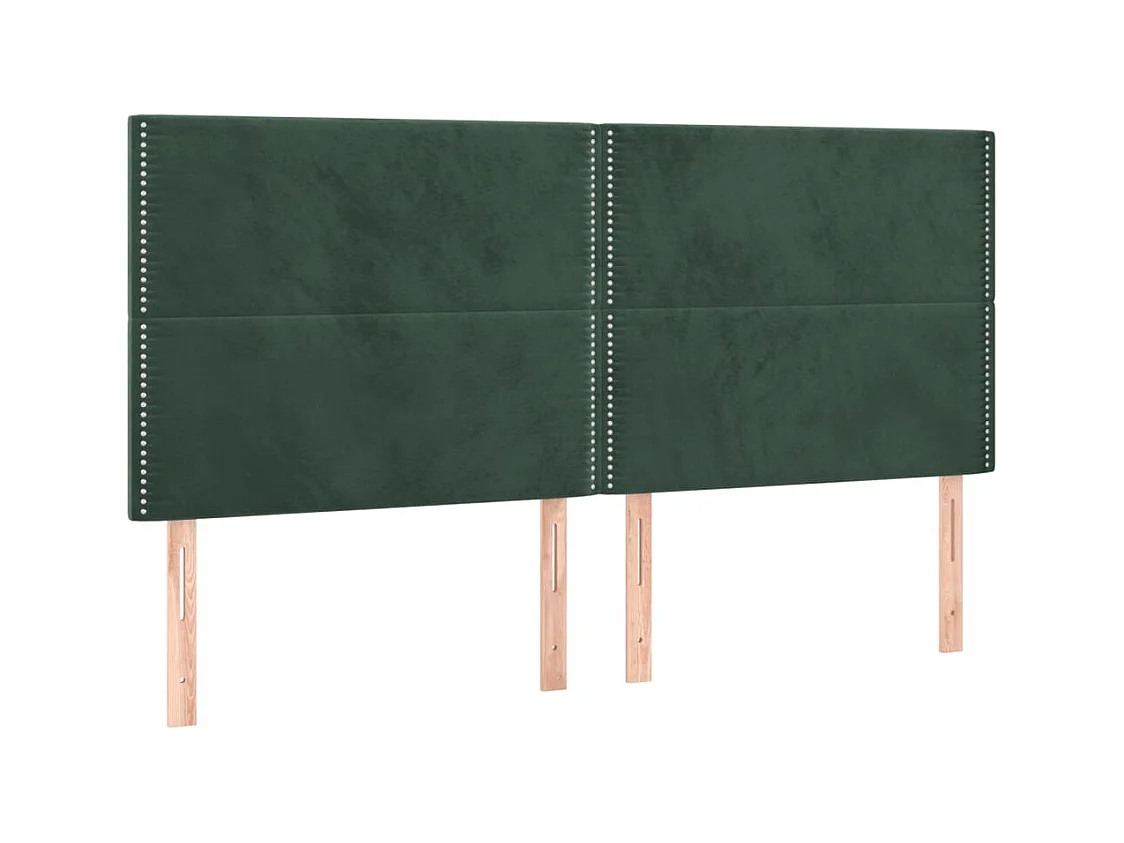 Cabeceros | Cabezal de cama | Mueble de cabecero 4 unidades de terciopelo verde oscuro 100x5x78/88 cm