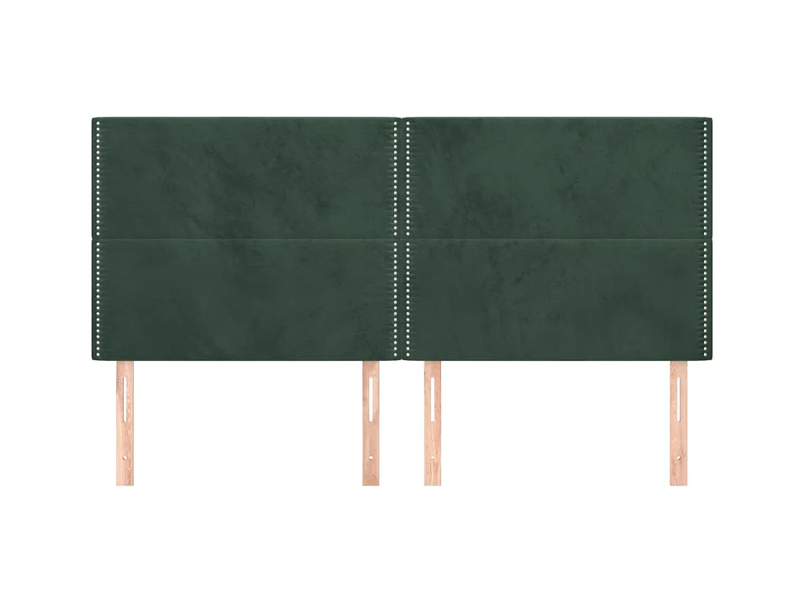 Cabeceros | Cabezal de cama | Mueble de cabecero 4 unidades de terciopelo verde oscuro 100x5x78/88 cm