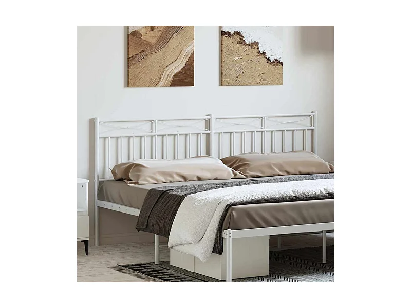 Tête de Lit | Panneau de tête pour lit Moderne métal blanc 193 cm