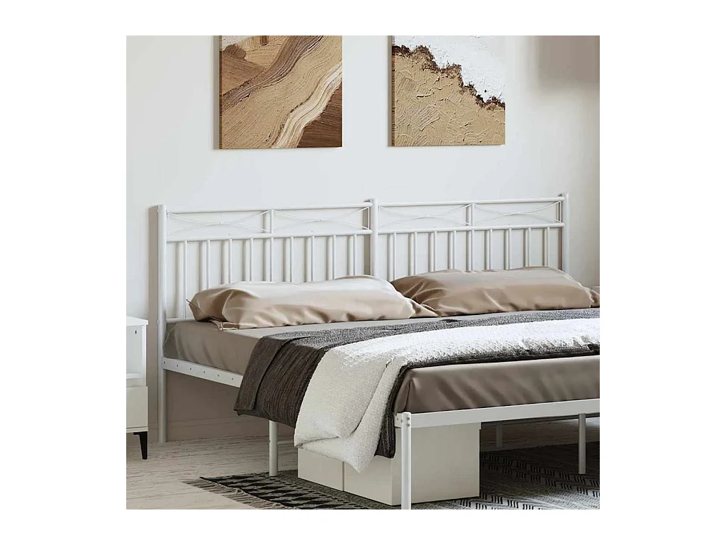 Mueble cabecero | Cabezal de cama | Cabecero de metal blanco 193 cm
