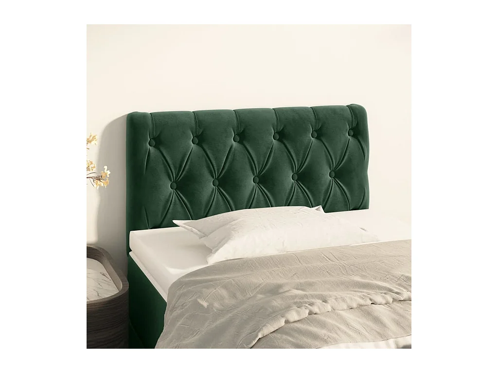 Mueble cabecero | Cabezal de cama | Cabecero de terciopelo verde oscuro 80x7x78/88 cm